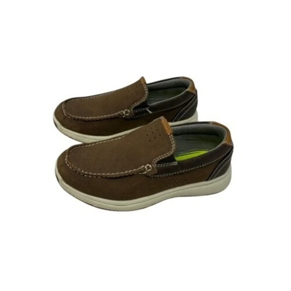 Florsheim Kids Brown Slip On Loafers Moc Toe Comfortech Shoes 10.5M